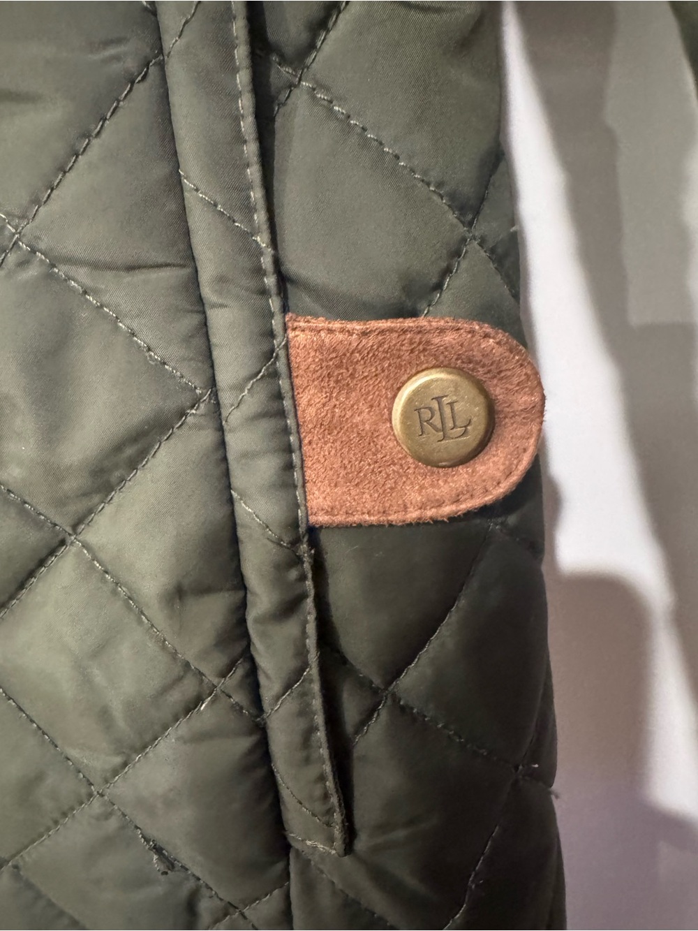 Lauren Ralph Lauren Olive Green Quilted Hooded Coat Jacket Size M - Picture 8 of 9